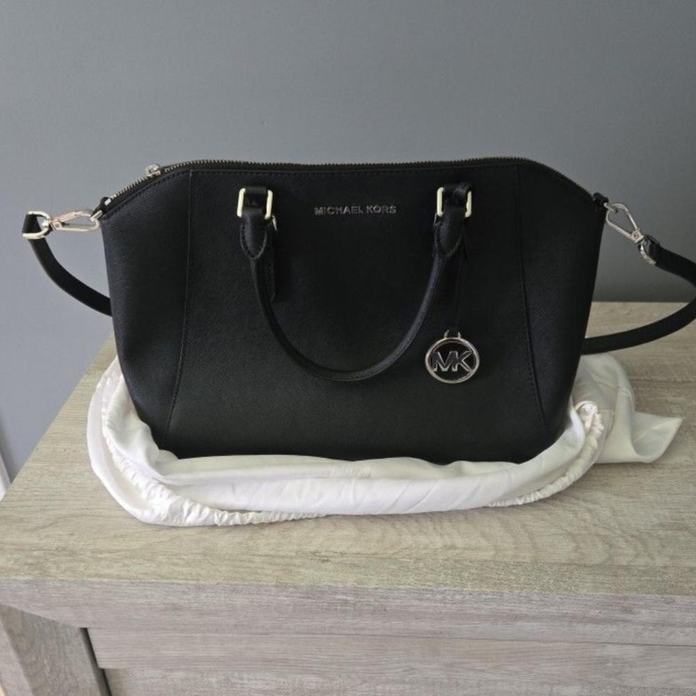 Michael Kors Black Satchel with Silver Hardware